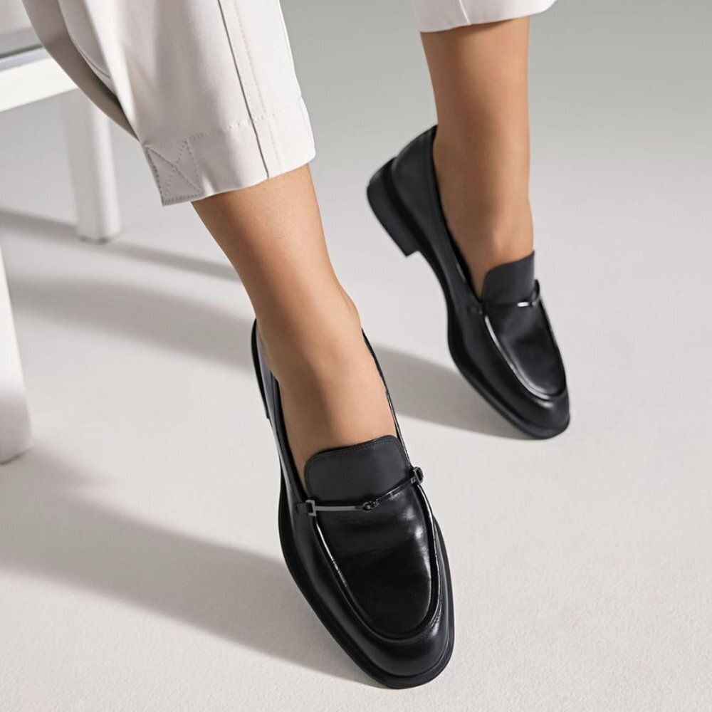 Franco Sarto Classic Black Leather Loafers
